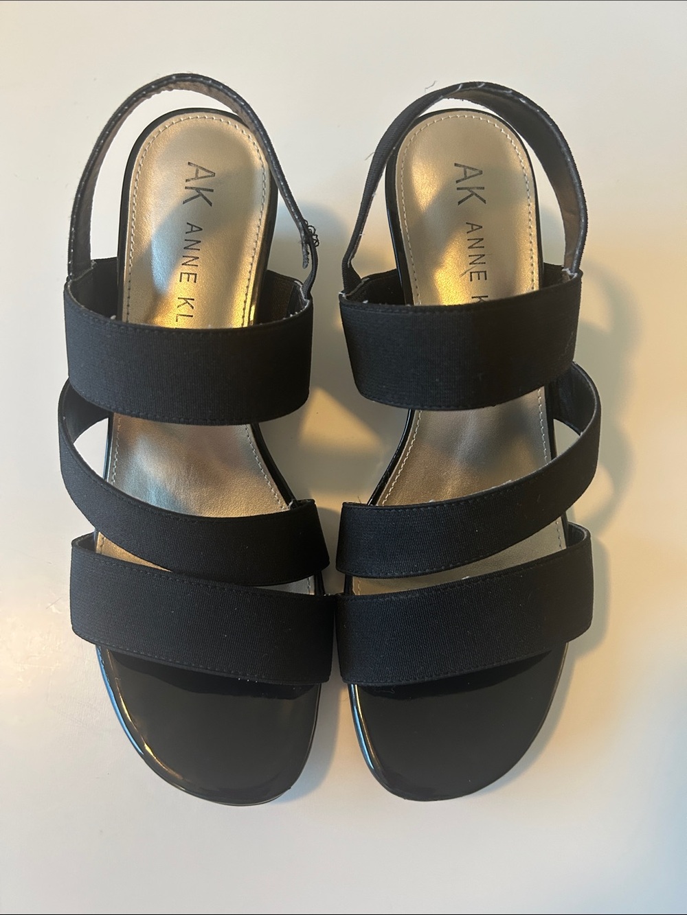 Anne Klein IFlex Black Triple-Strap Black Sandals Size 8